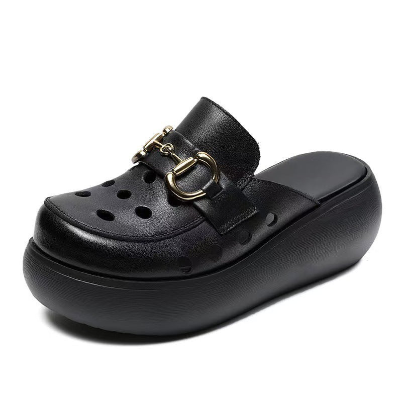Damen Clogs mit Schnallen Design Modern Schwarz