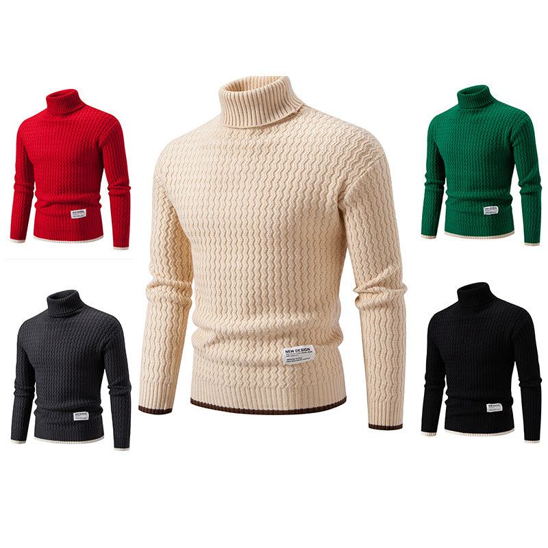 Herren Strickpullover Hochkragen Strukturmuster Modern - BerlinGlamour