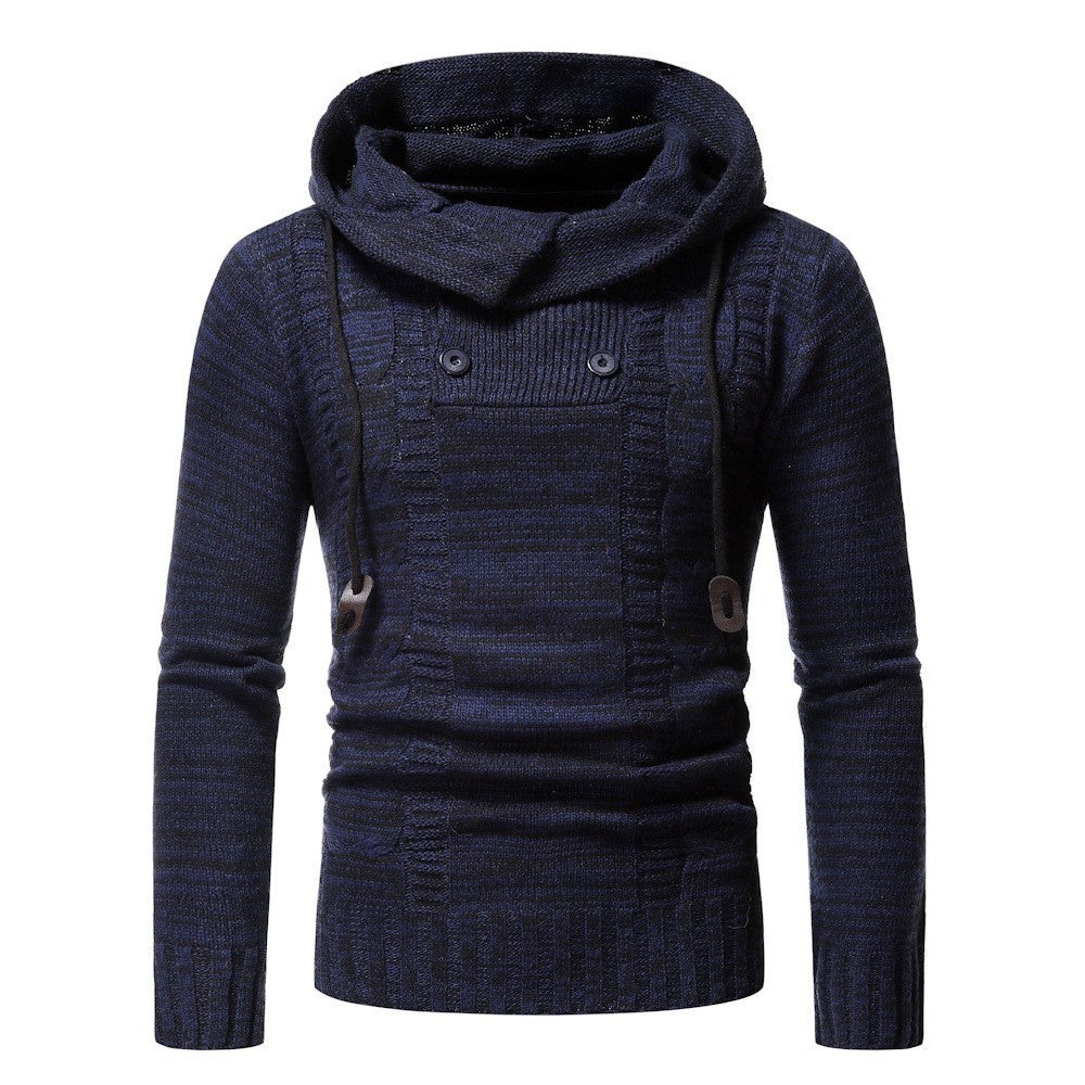 Moderne Strickpullover mit kuscheligem Kapuzenkragen und dekorativen Knopfdetails BerlinGlamour.