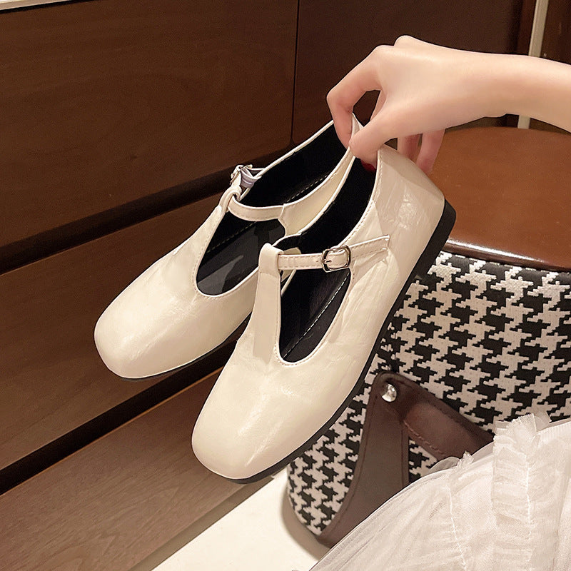 Damen Ballerina Schuhe Bequem Schnallenverschluss Komfort Innensohle