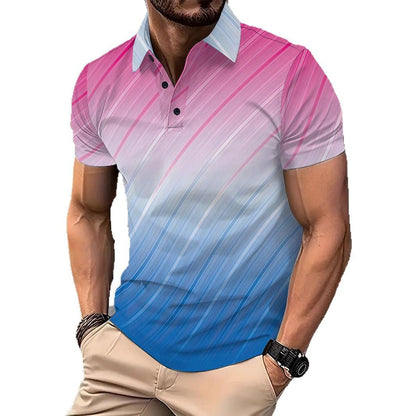 Herren Poloshirt Kurzarm Modern Farbverlauf Trendig