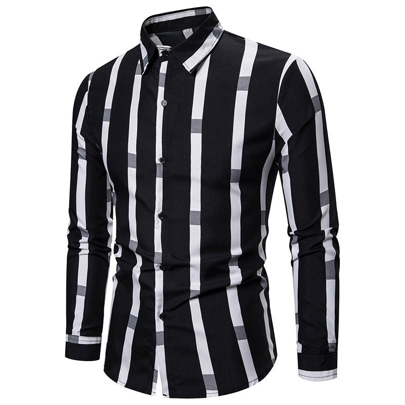 Herren Langarmhemd Streifenmuster Modern Slimfit