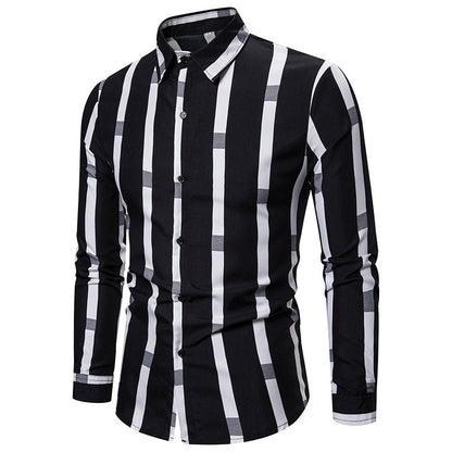 Herren Langarmhemd Streifenmuster Modern Slimfit