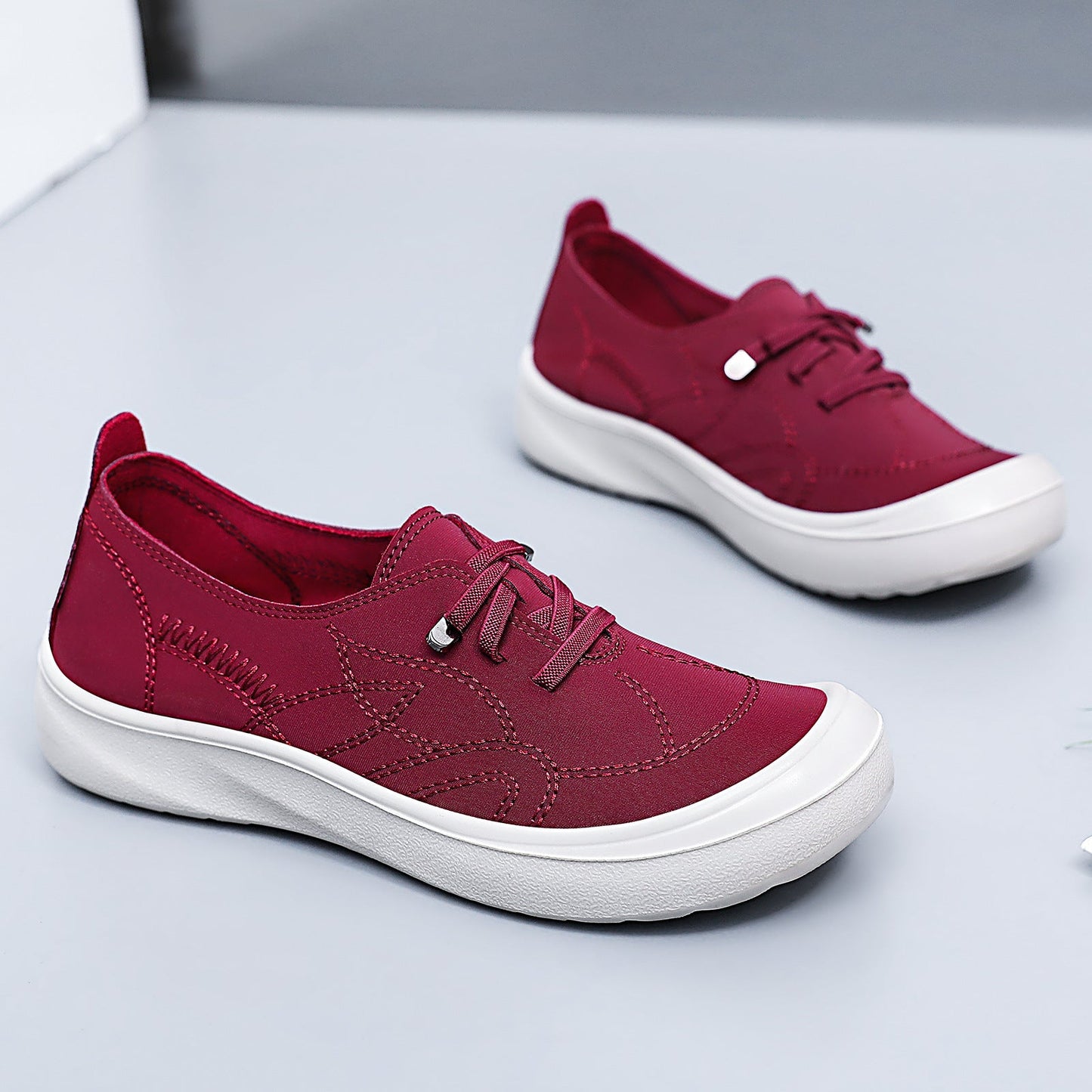 Damen Sneaker Leicht Atmungsaktiv Elastisch Schnürsenkel Sport