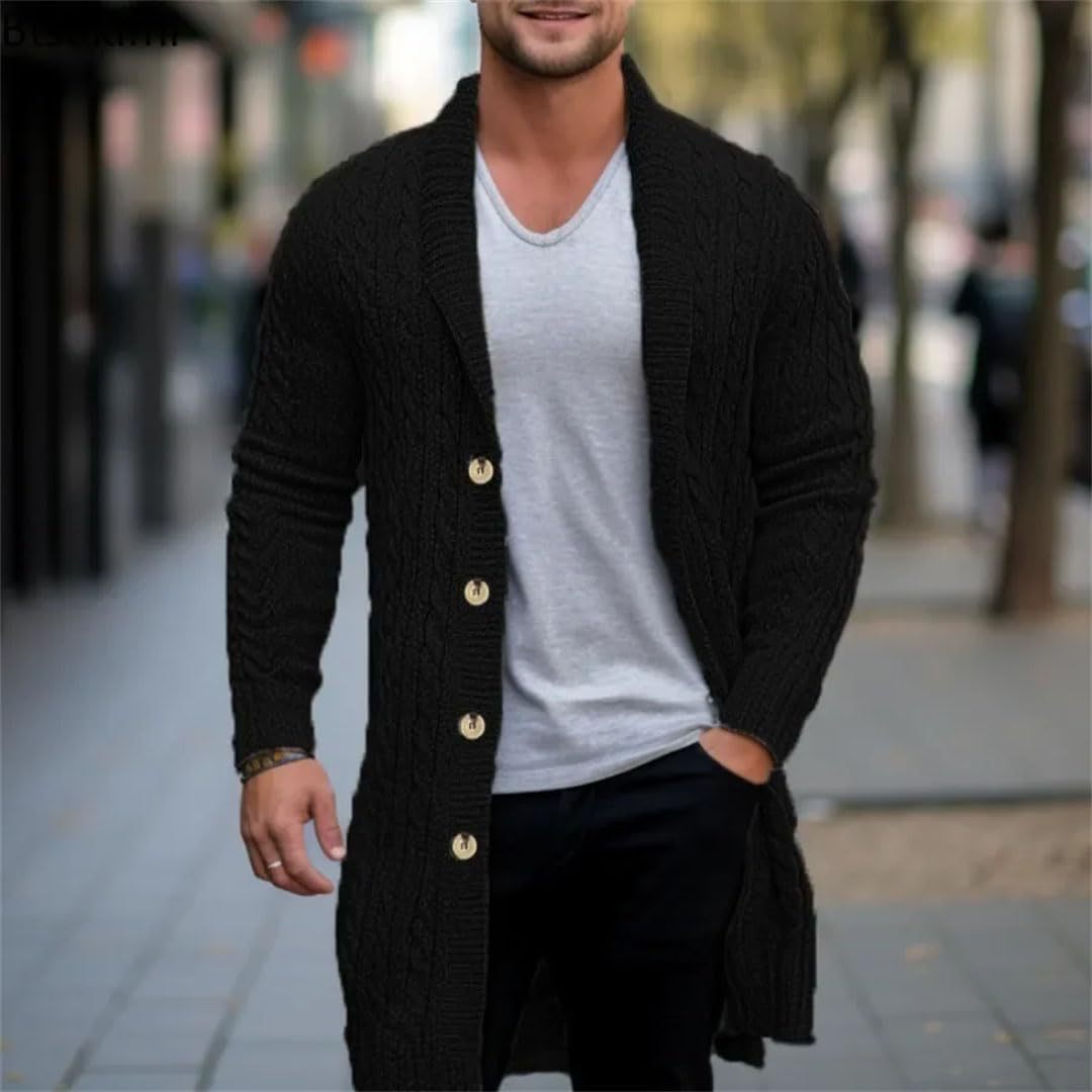 Herren Strickjacke Offen Modern Knopf Detail Design