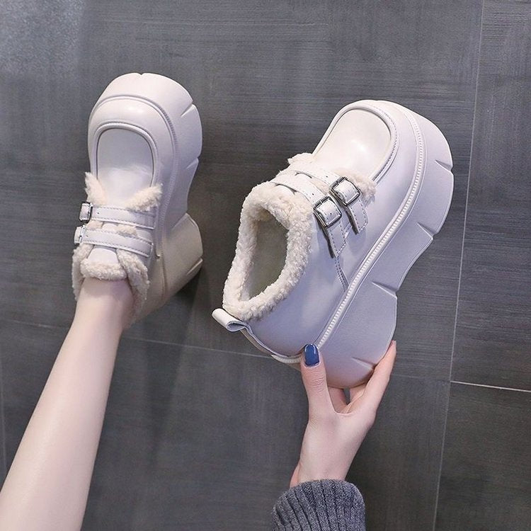 Damen Sneaker Plüschgefüttert Schnallenverschluss Warm - BerlinGlamour
