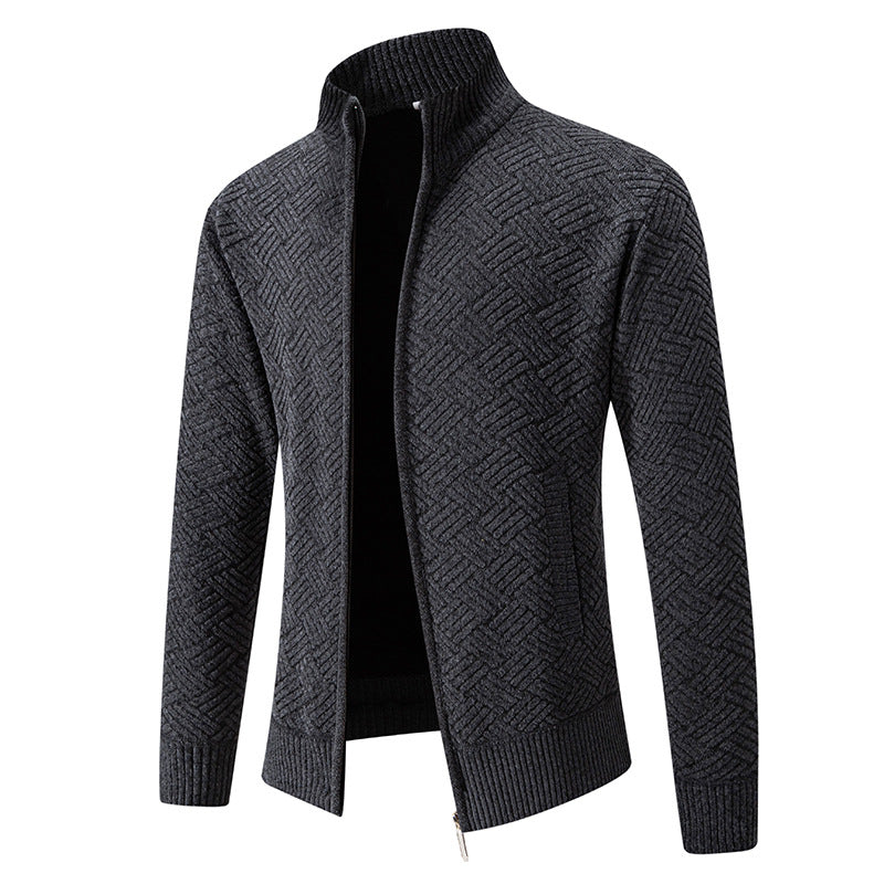Herren Strickjacke Karomuster Modern Geschnürt