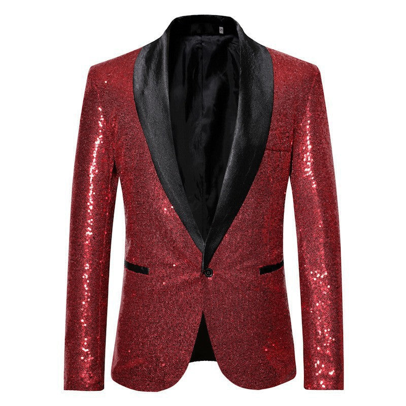 Herren Abendjackett Glitzer Effekt Elegant Schwarz