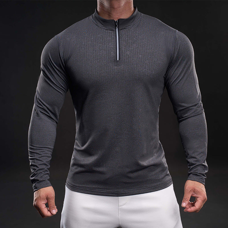 Herren Funktionsshirt Langarm Sportlich Stehkragen