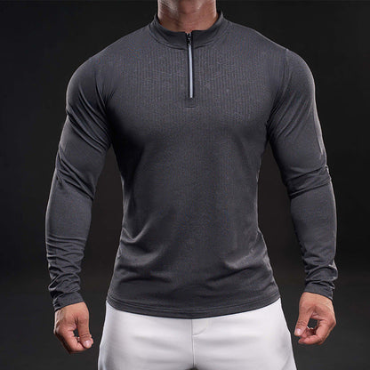 Herren Funktionsshirt Langarm Sportlich Stehkragen
