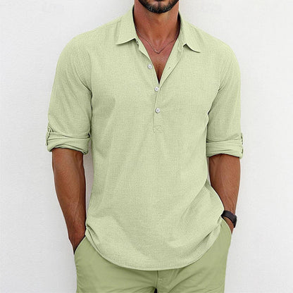 Herren Hemd Modern 3/4 Ärmel Knopfleiste Style - BerlinGlamour