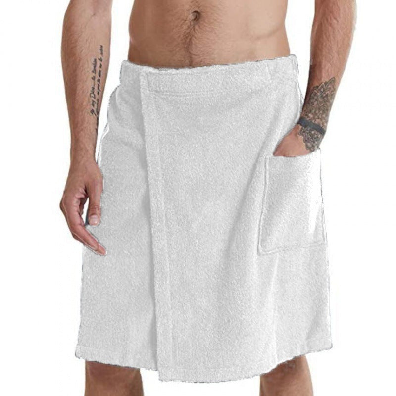 Herren Bademantel Frottee Weich mit Taschen und Verstellbund
