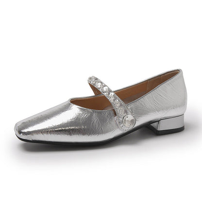 Damen Schuhe Mary Jane Elegante Schmuck Applikationen