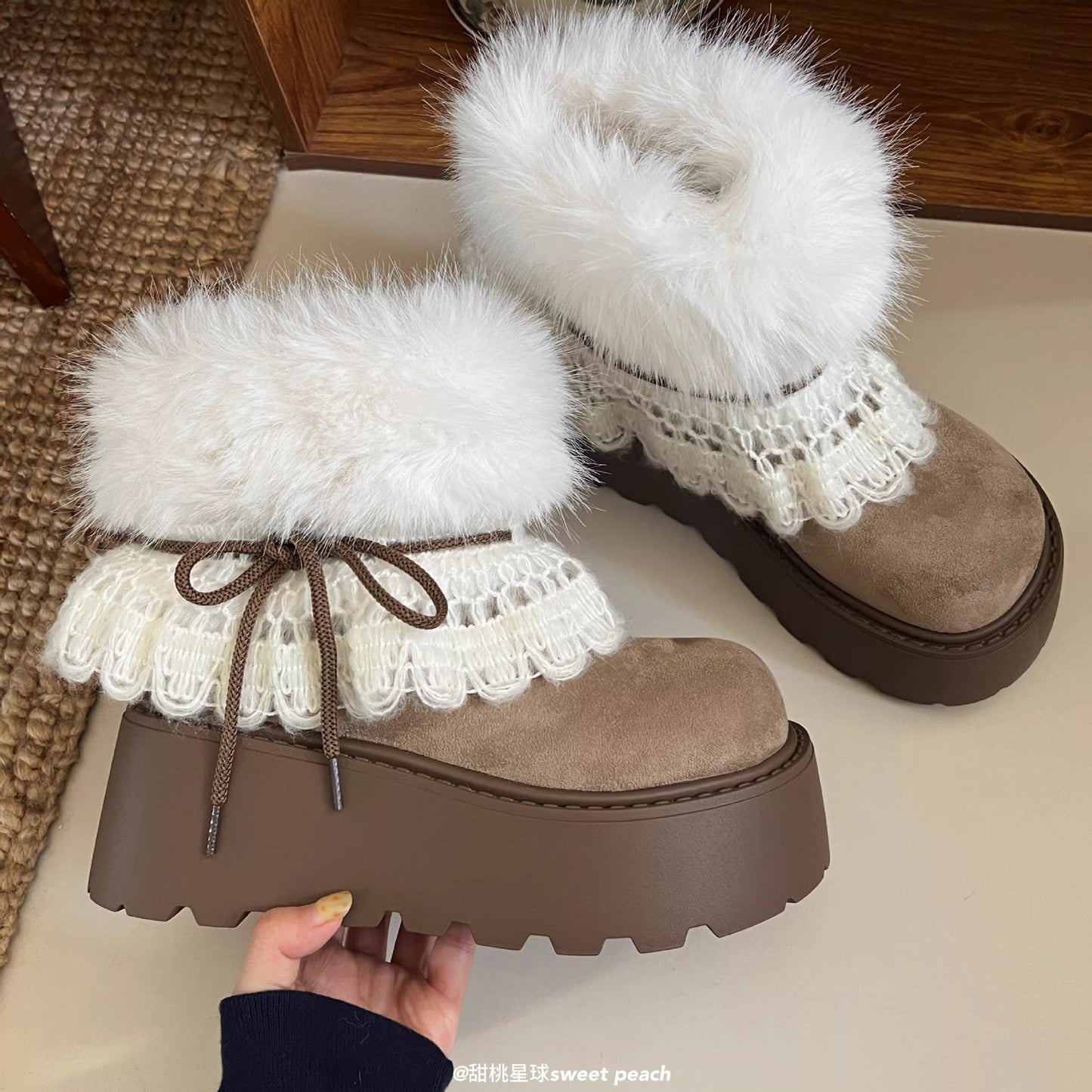 Damen Winterstiefel Kuschelig Kunstfell Warme Mode