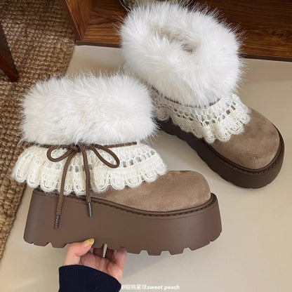 Damen Winterstiefel Kuschelig Kunstfell Warme Mode