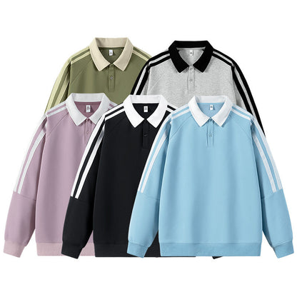 Herren Sweat Pullover Sportlich mit Polo Kragen Moderne - BerlinGlamour