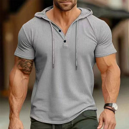 Herren Sweatshirt Kapuze Kontrastknöpfe Modern Sportlich - BerlinGlamour