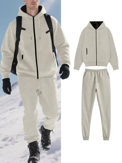 Herren Sweatanzug Bequem Thermal mit Kapuze und Taschen