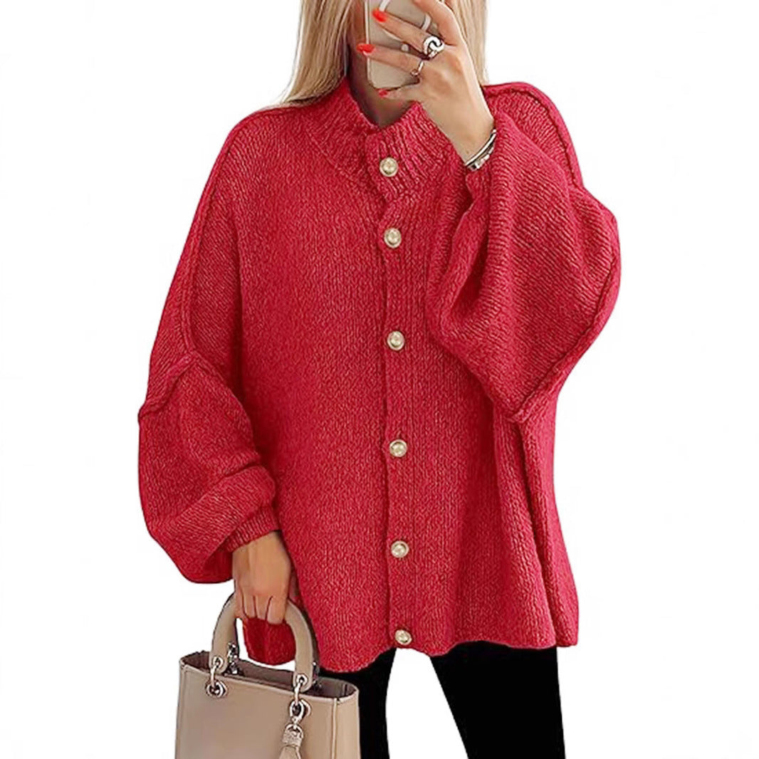 Große Damen Strickjacke Oversized Knopfverschluss - BerlinGlamour