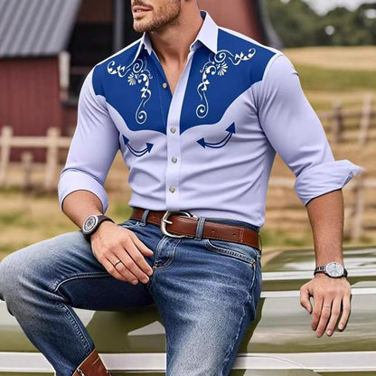 Herren Westernhemd mit Stickerei Modern Urban Style