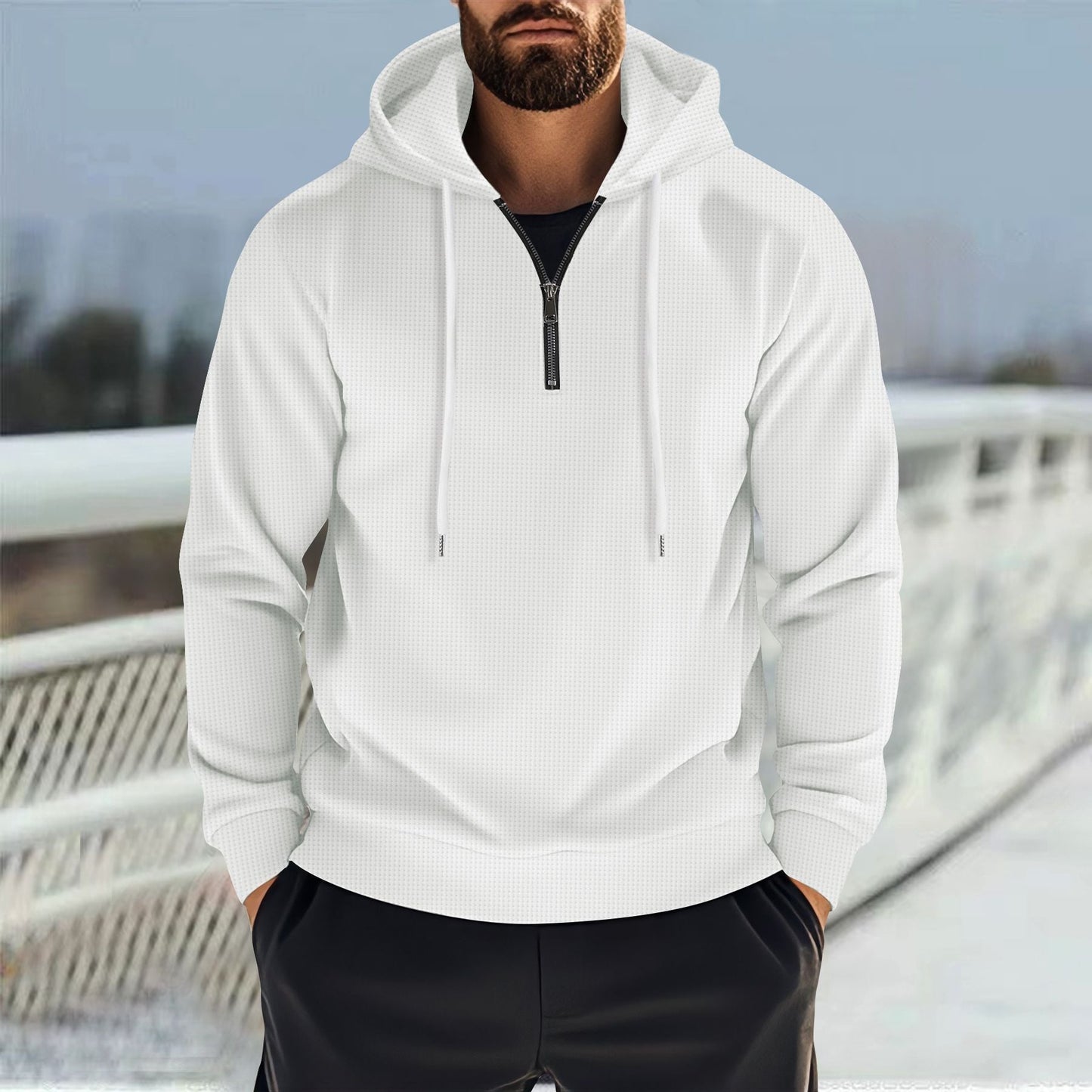 Herren Hoodie Sportlich mit Reißverschluss und Taschen
