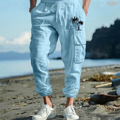 Herren Cargohose Bequem mit Seitentaschen und Verstellbund