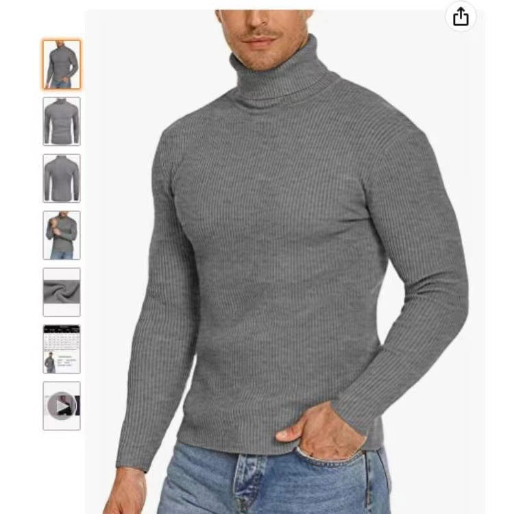 Herren Pullover Stehkragen Ribbelstrick Modern