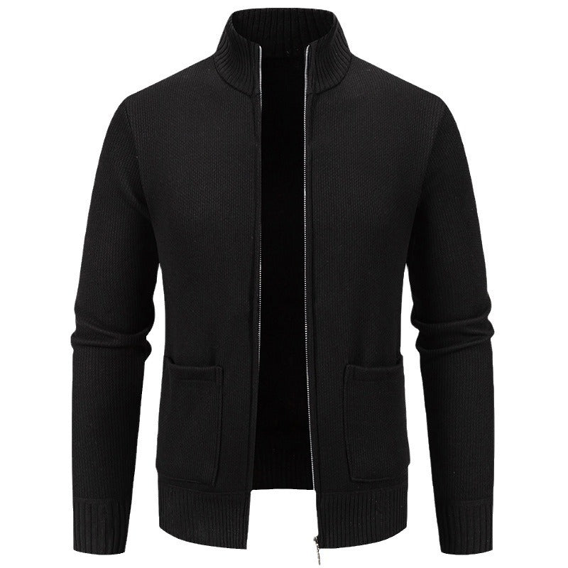 Herren Strickjacke Lässig mit Kragen und Taschen