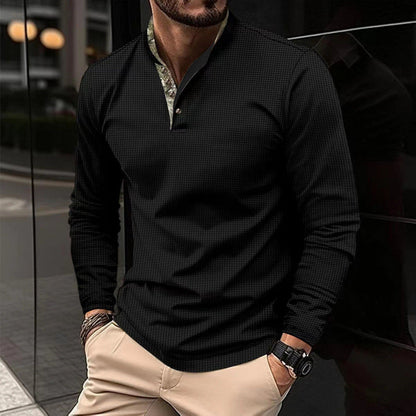 Herren Langarmhemd Modern Stehkragen Karomuster Trendy