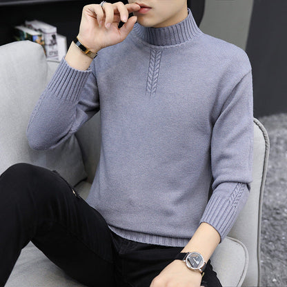 Herren Strickpullover Hochkragen Rippstrick Modern