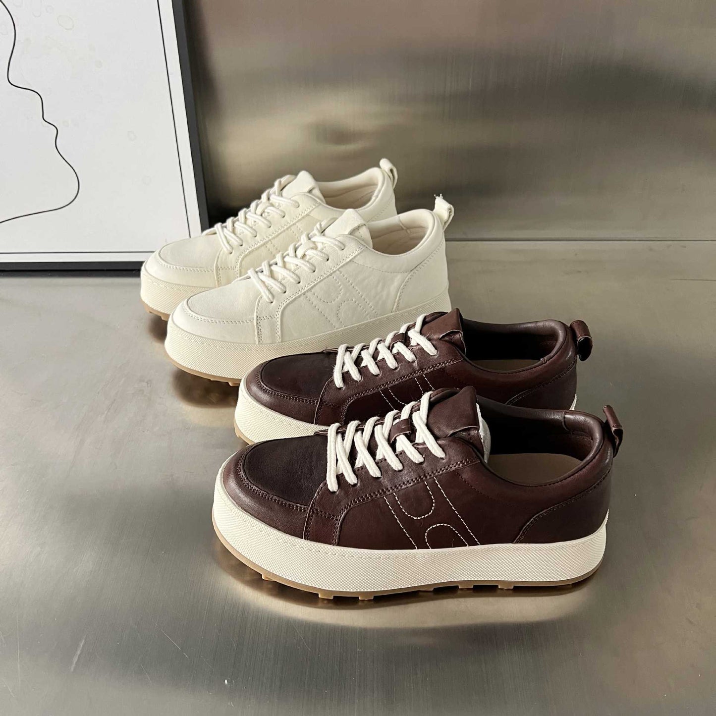 Damen Sneaker Sportlich Plateau Komfort Lace