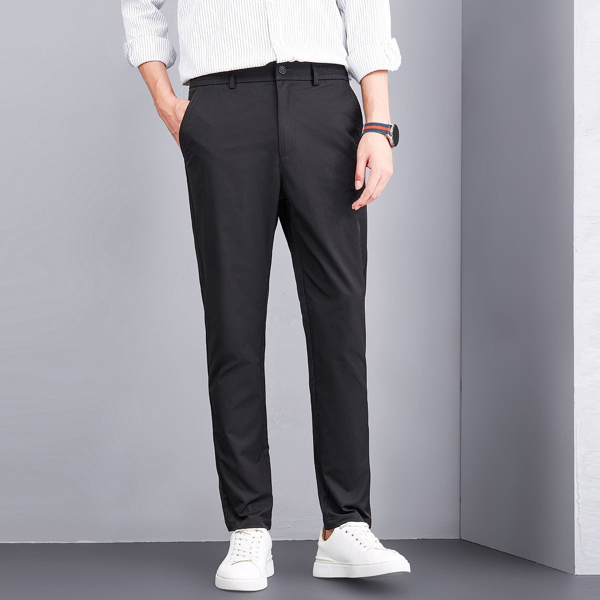 Herren Slim Fit Hosen Elegant Freizeit Modern