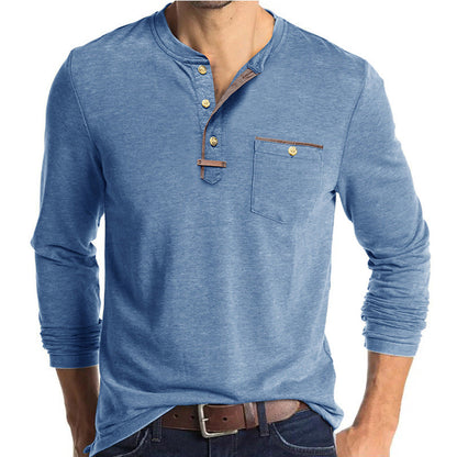 Herren Langarm-Shirt Elegantes Hemd mit Kontrast-Details Modern