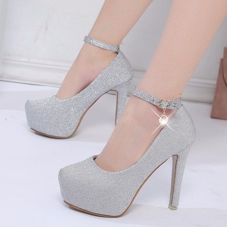 Damen High Heel Pumps Glitzer Schmuckdetail Plateau - BerlinGlamour