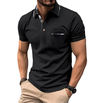Herren Kurzarmhemd Modern mit Brusttasche und V-Ausschnitt