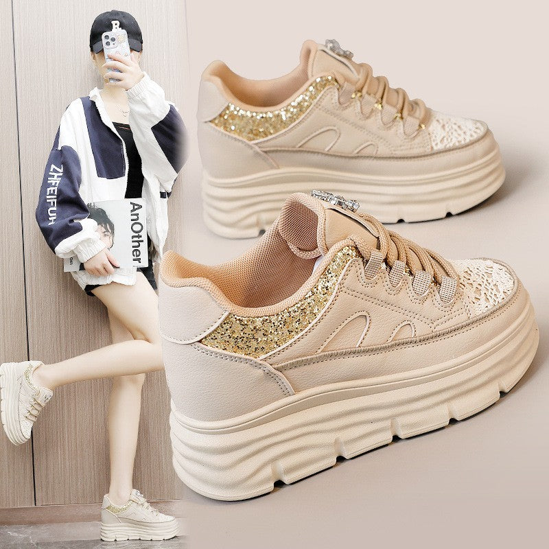 Damen Sneaker Sportlich Glitzer Plattform Schuhe Bequem - BerlinGlamour