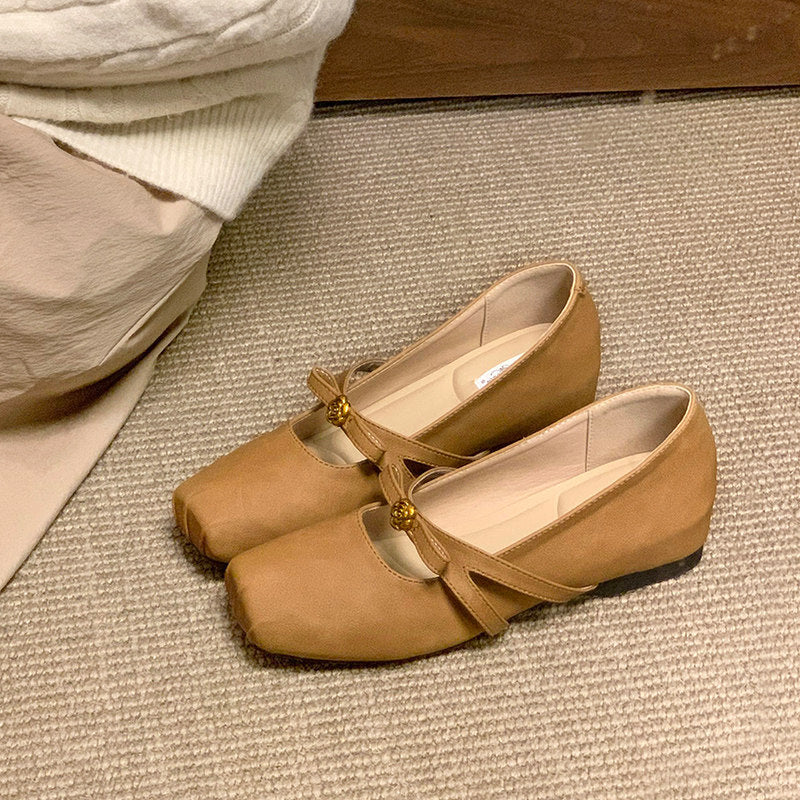 Damen Ballerinas Elegant Verstellbar mit Blüten Detail