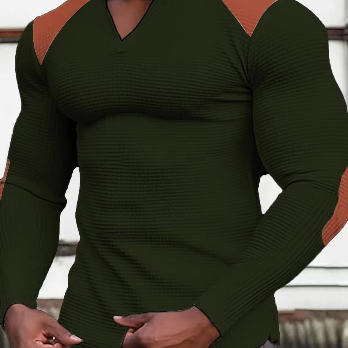 Herren Langarmshirt Strukturiert Kontrastdetails Modern