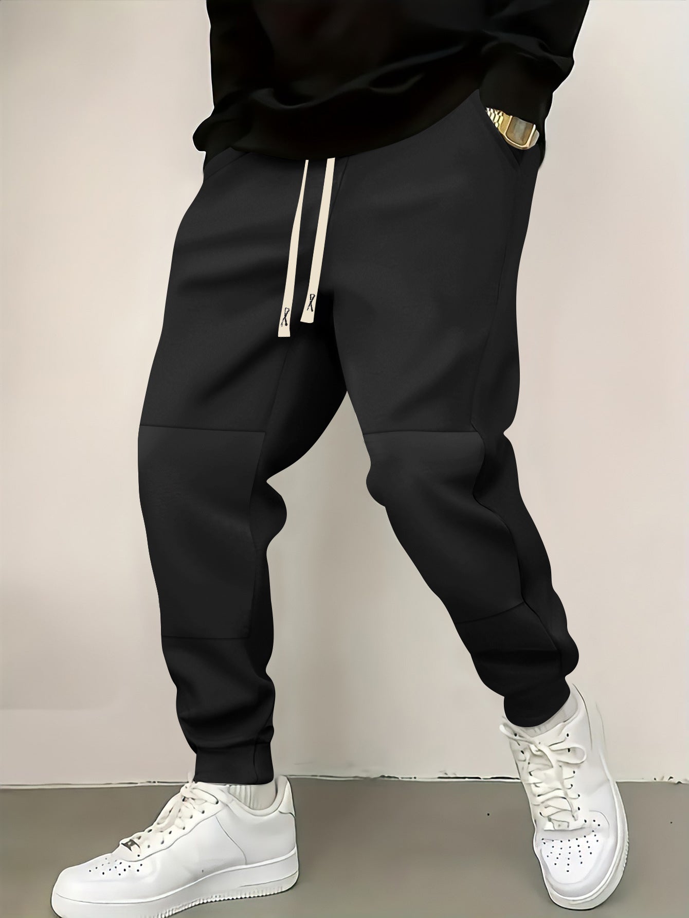 Herren Sporthose Modern Elegante Fitnesshose Schwarz