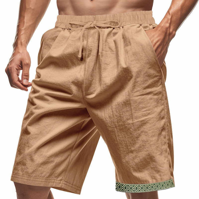 Herren Strandshorts Leinen Bequem Elastisch
