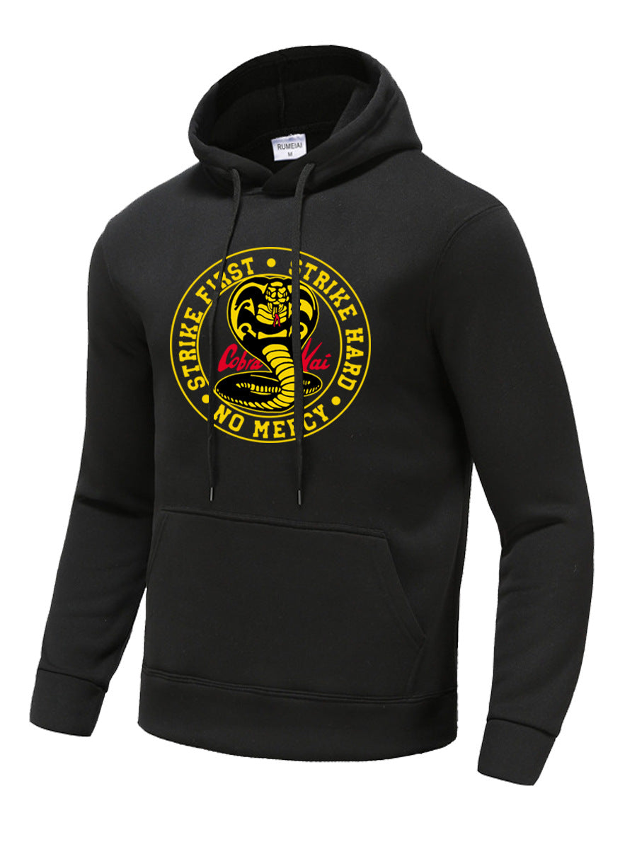Herren Kapuzenpullover mit Cobra Motiv Trendig Schwarz