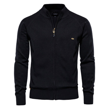 Herren Strickjacke Stehkragen Modern Schmal