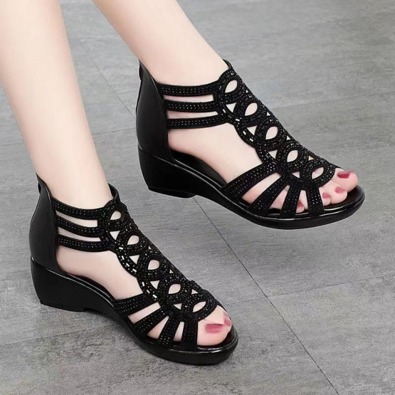 Damen Sandalen Elegant Glitzer Cut-Out Design