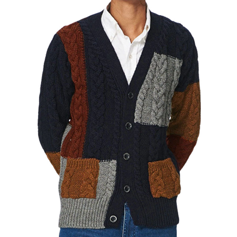 Männer Strickjacke bunt gemustert mit Taschen - BerlinGlamour