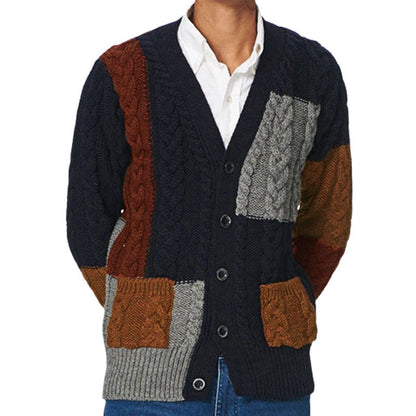 Männer Strickjacke bunt gemustert mit Taschen - BerlinGlamour