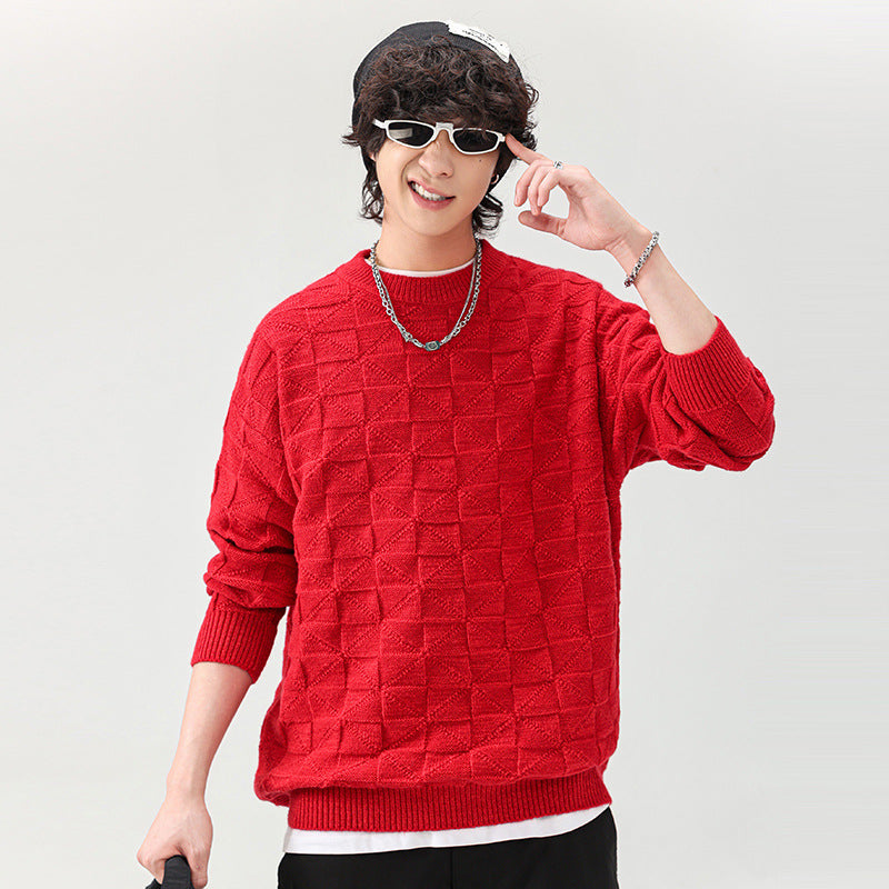 Herren Pullover Struktur Oberfläche Modern Schwarz