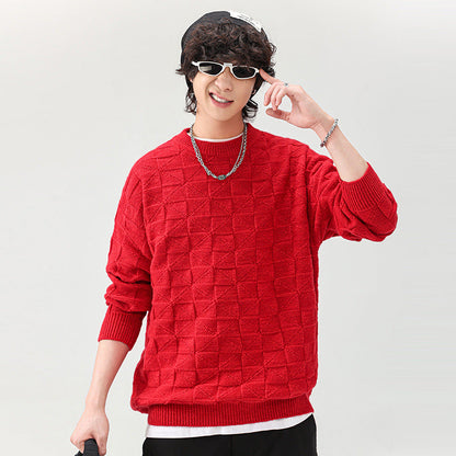 Herren Pullover Struktur Oberfläche Modern Schwarz