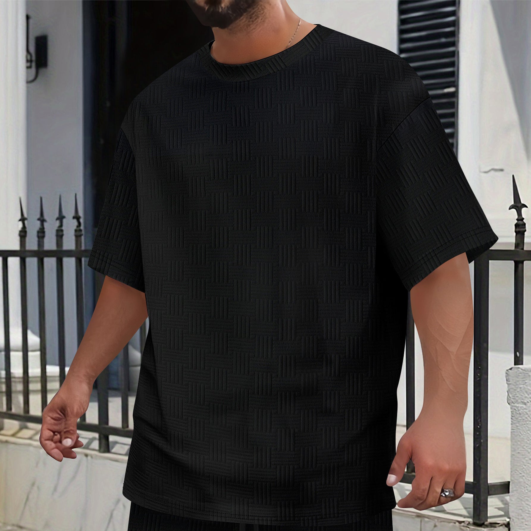 Lässiges Herren T-Shirt Übergröße Strukturiert Modern - BerlinGlamour