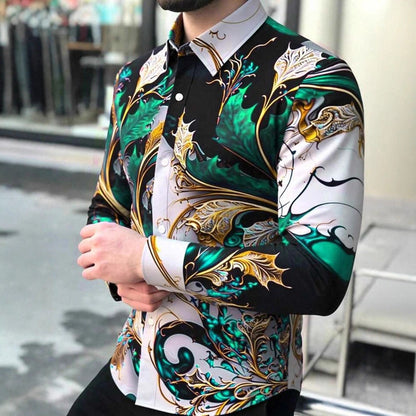 Herren Langarmhemd Barock Muster Elegant Berlin