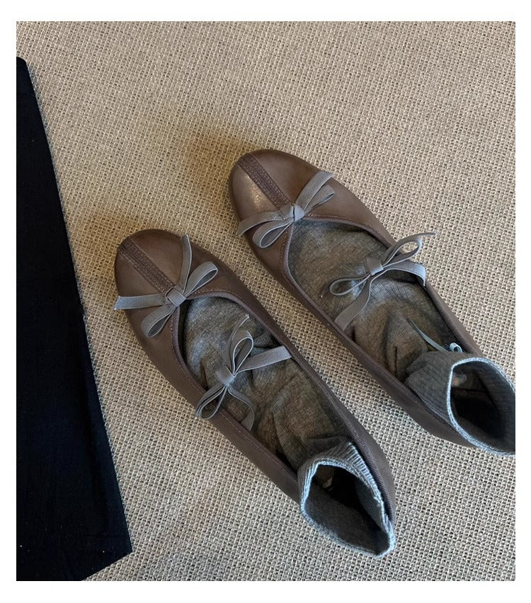 Damen Ballerinas Bequem Schleifen Design Elegant
